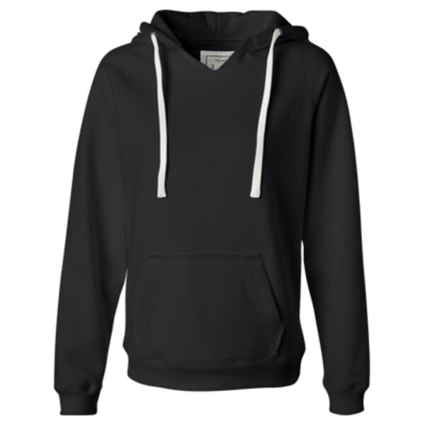 Ladies' Sueded V-Neck Hooded Sweatshirt Thumbnail