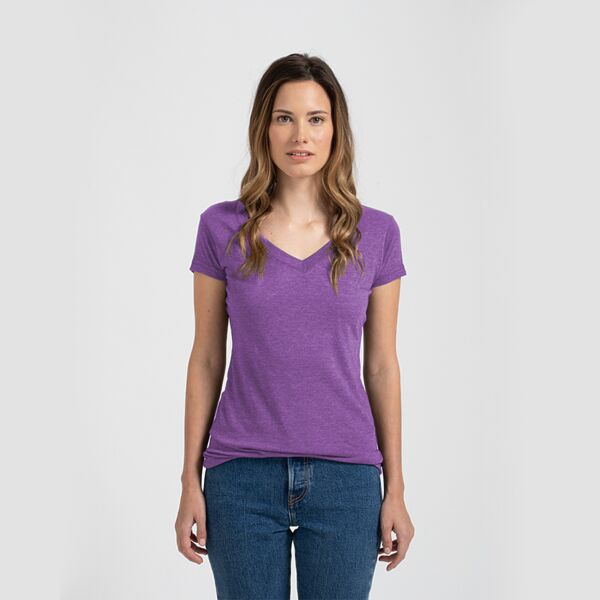 Ladies Slim Fit V Neck Poly-Rich Tee Thumbnail